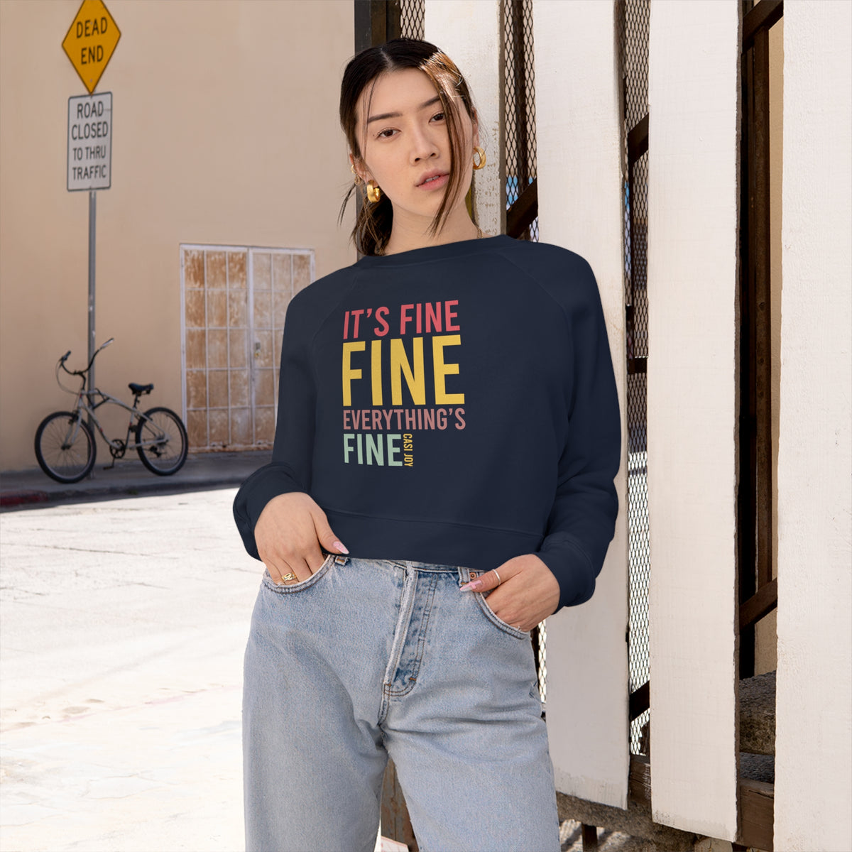 "Everything's Fine" Women's Cropped Fleece Pullover