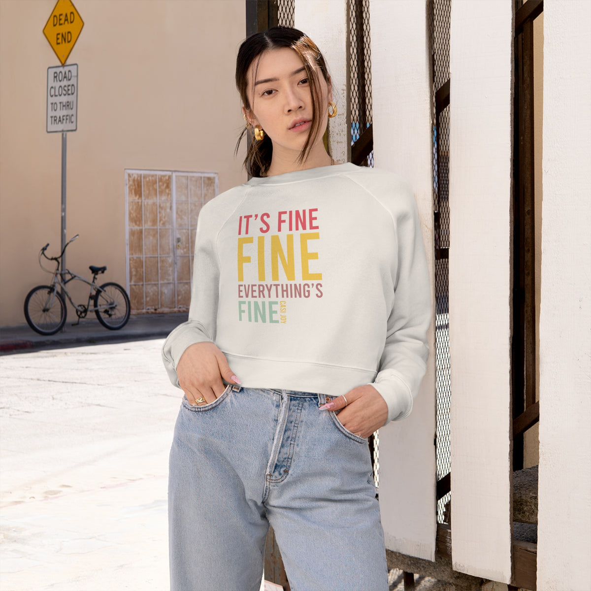"Everything's Fine" Women's Cropped Fleece Pullover