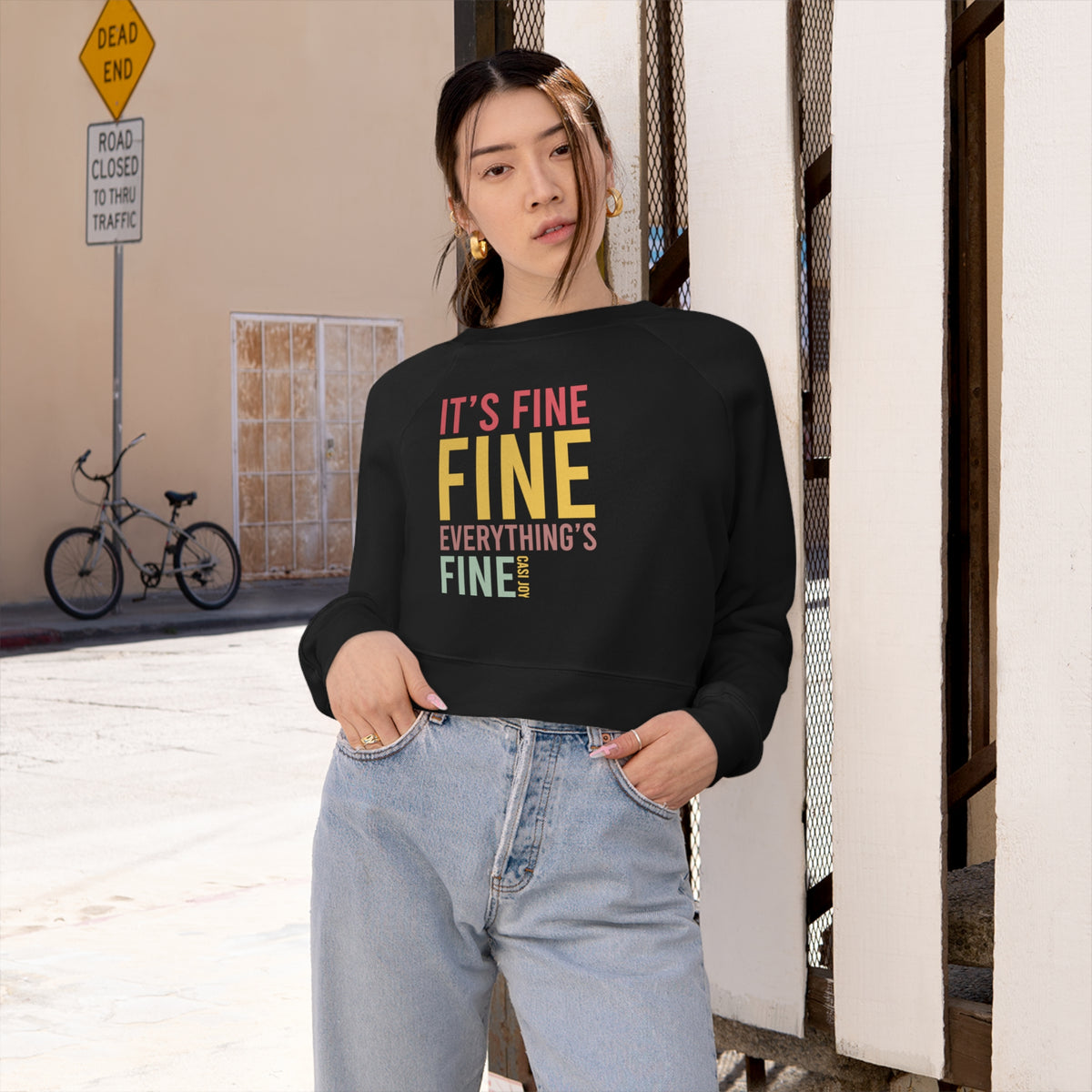 "Everything's Fine" Women's Cropped Fleece Pullover